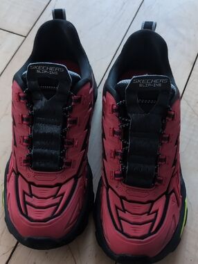 Skechers Red and Black Slip-On Athletic Sneakers